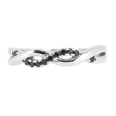 10K White Gold Black Diamond Stackable Eternity Ring Crossover Twisted Band - Syzjewelry